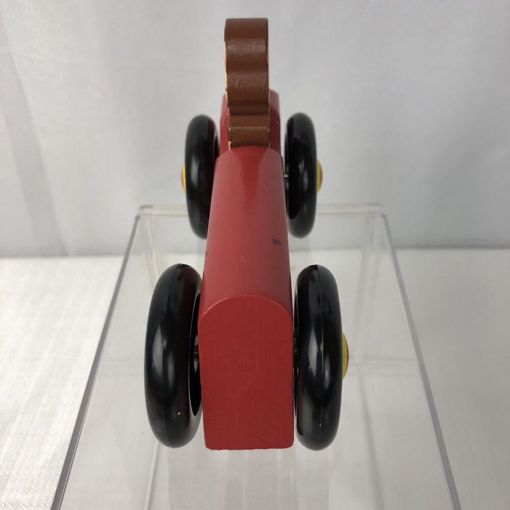 Curious George Schylling Rowley 6" Red Wooden Rolling Toy Car - Picture 5 of 6